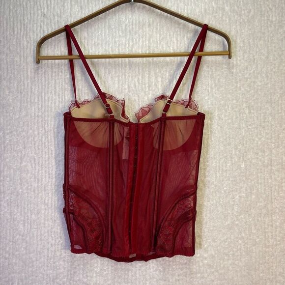 Victoria’s Secret Red Mesh Lace Satin Bustier Corset Top Size 34B NWT - Picture 5 of 7